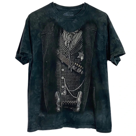 The Mountain Tshirt Medium Nevada Saloon Western Costume Print Tie Dye Tee Black - Picture 1 of 9